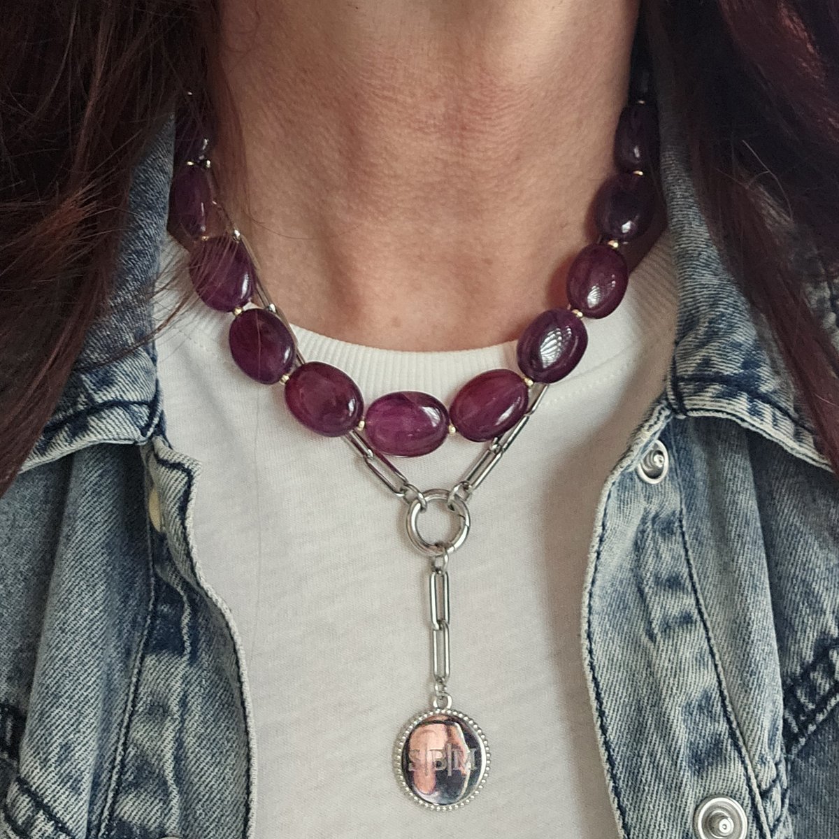 Collier de perles ovales pépite XL