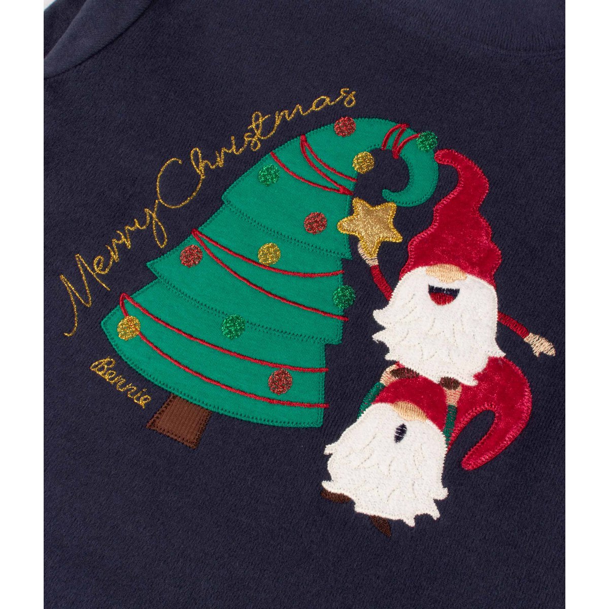 Merry Christmas Tree Embroidered Cotton Sweater
