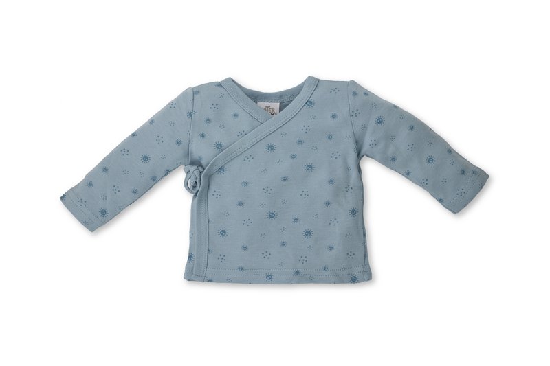 ENSEMBLE 5 PCS(CHEMISE+PANTALON+GANTS+BAVOIR+CHAUSSETTES)POUR NOUVEAU-NÉ (0-6 MOIS)-100%COTON-MOD. DUENDES - BLEU FONCÉ