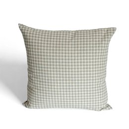  Cushion cover with a classic gingham pattern in neutral tones, suitable for a variety of home decor styles.