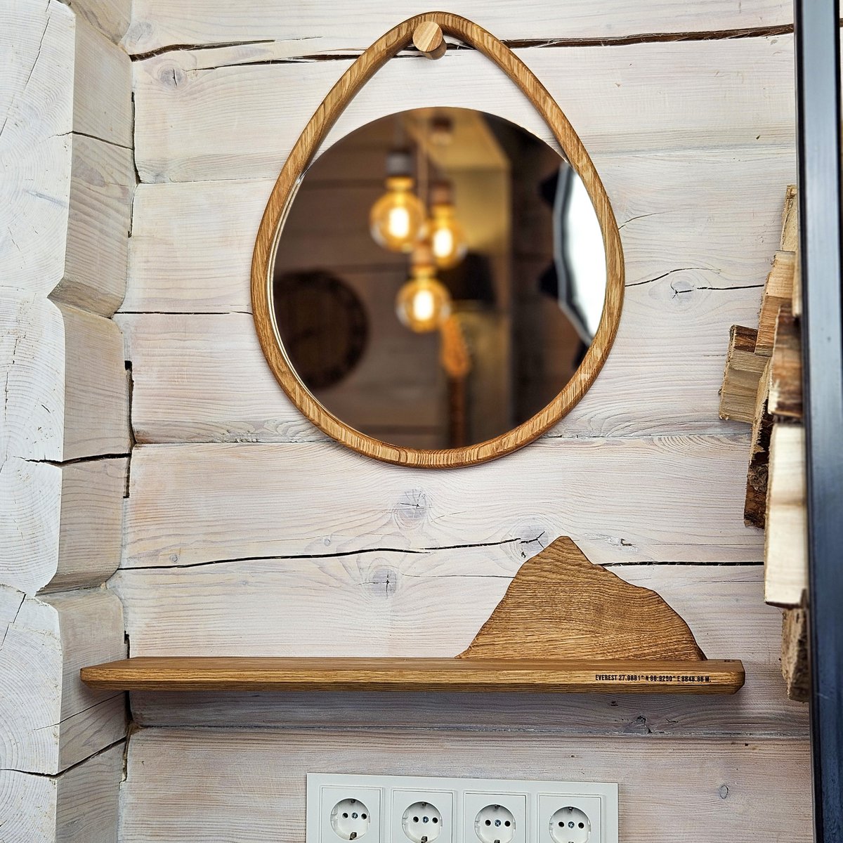 Estante de montaña flotante, decoración de pared de madera rústica para interiores inspirados en la naturaleza