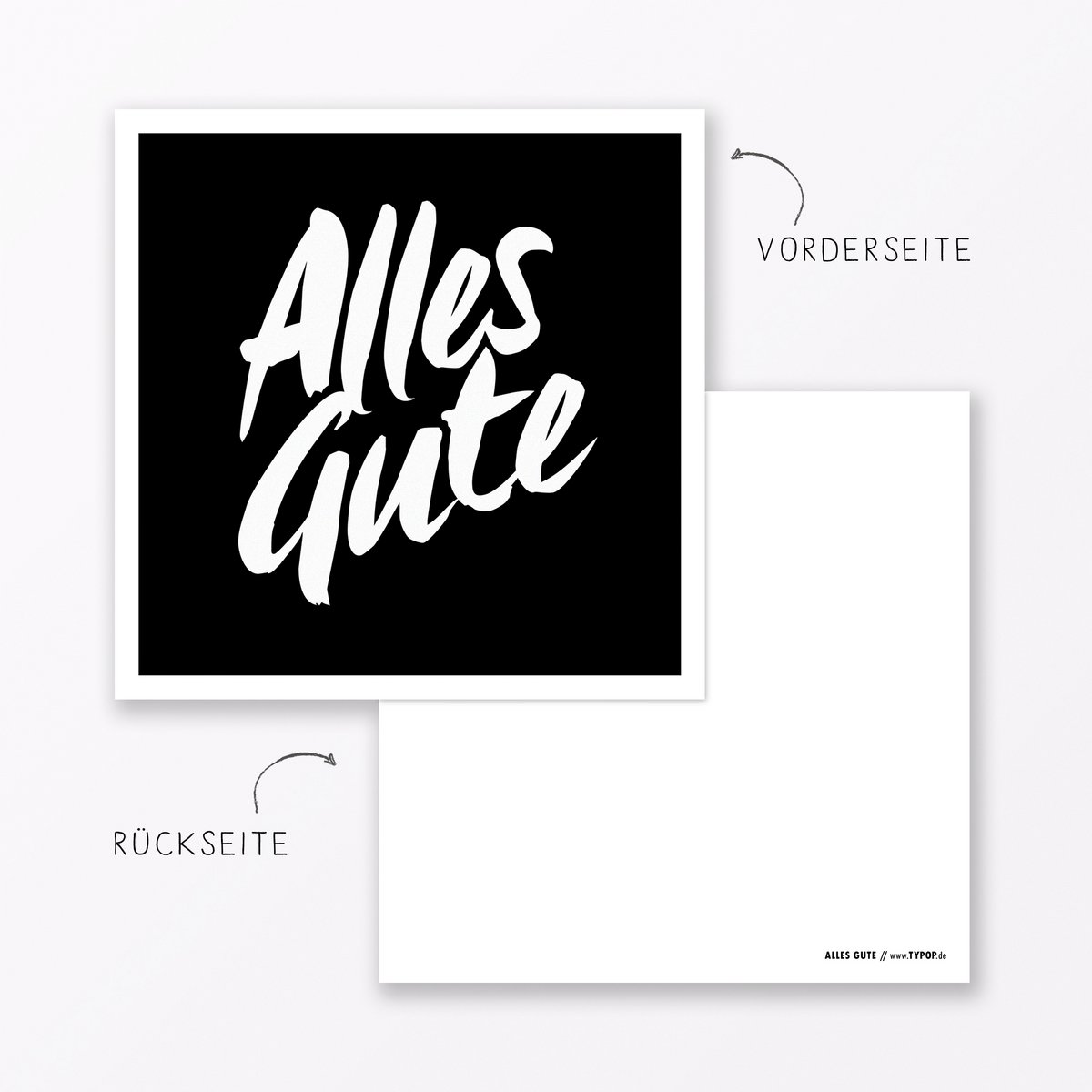 Glückwunschkarte "Alles Gute" quadratisch inkl. Umschlag