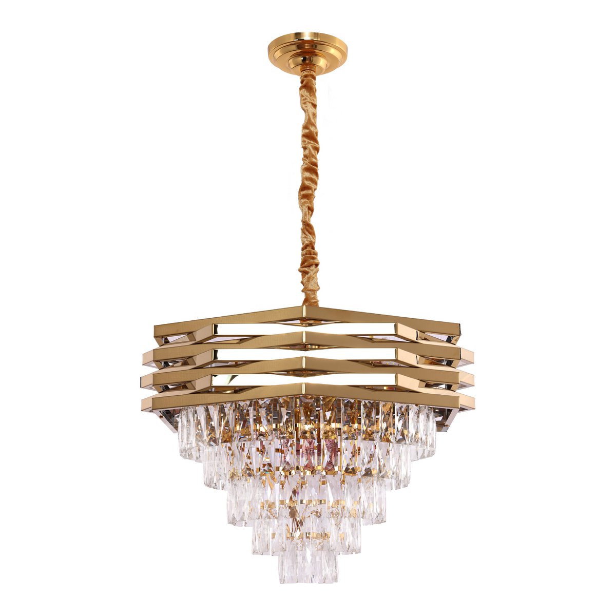 Lampada sospesa in oro cristallino | 60 cm
