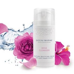 Rose-infused facial cleanser with natural marine ingredients for gentle, hydrating cleansing.