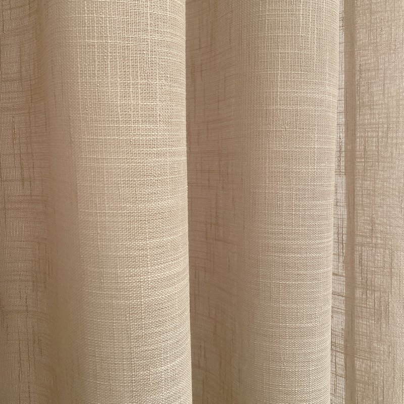Translucent curtain made in eyelets. Quality curtains made with recycled materials. Linen color. Curtains for living room, bedroom and kitchen.
