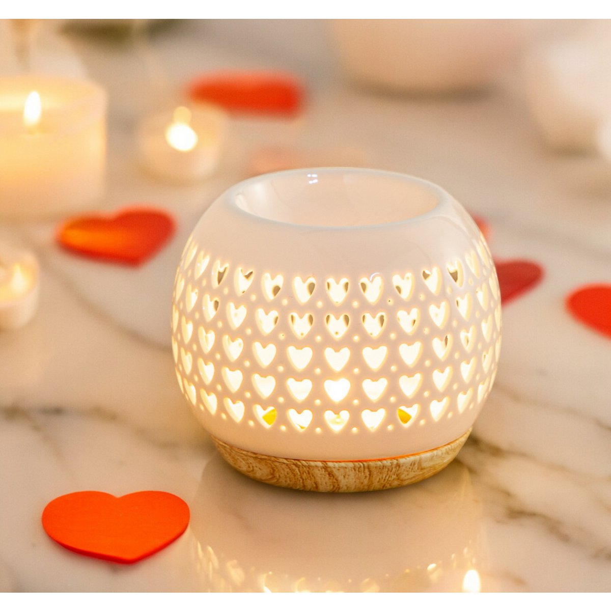 Brûle Parfum Céramy Coeur – Bougeoir en Céramique Laquée – Diffusion Cires Parfumées, Huiles Essentielles – Idée Cadeau Déco