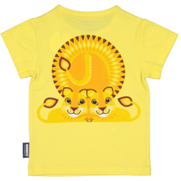 Kortærmet børne-t-shirt, økologisk bomuld, gul, Lion