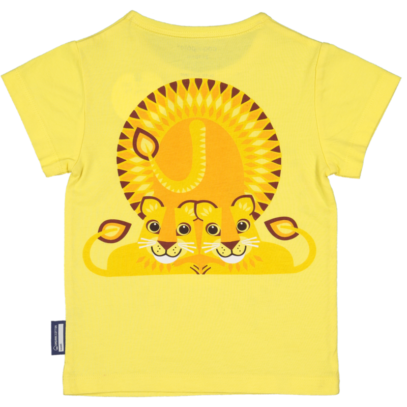 Kortærmet børne-t-shirt, økologisk bomuld, gul, Lion