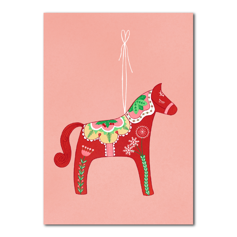 Zweeds paard kerstkaart