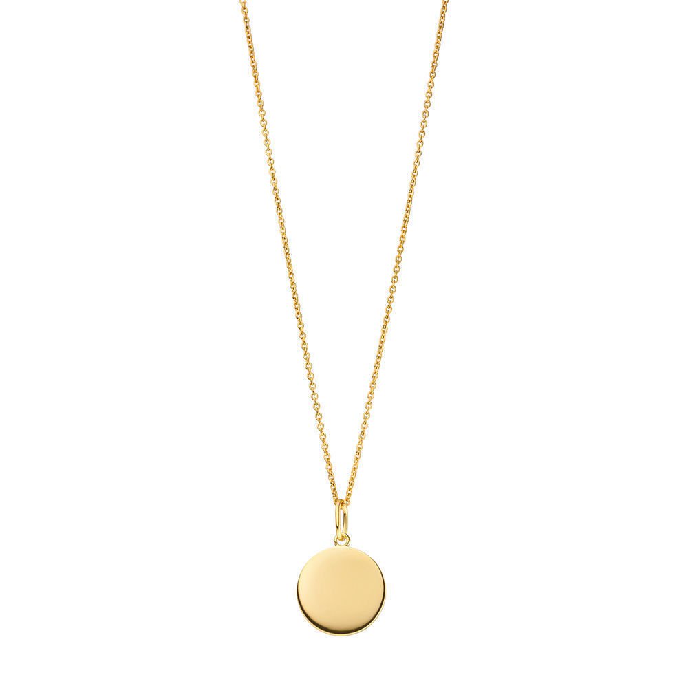 Halskette Plättchen 14mm, 50cm lang, 18 K gelbgold vergoldet