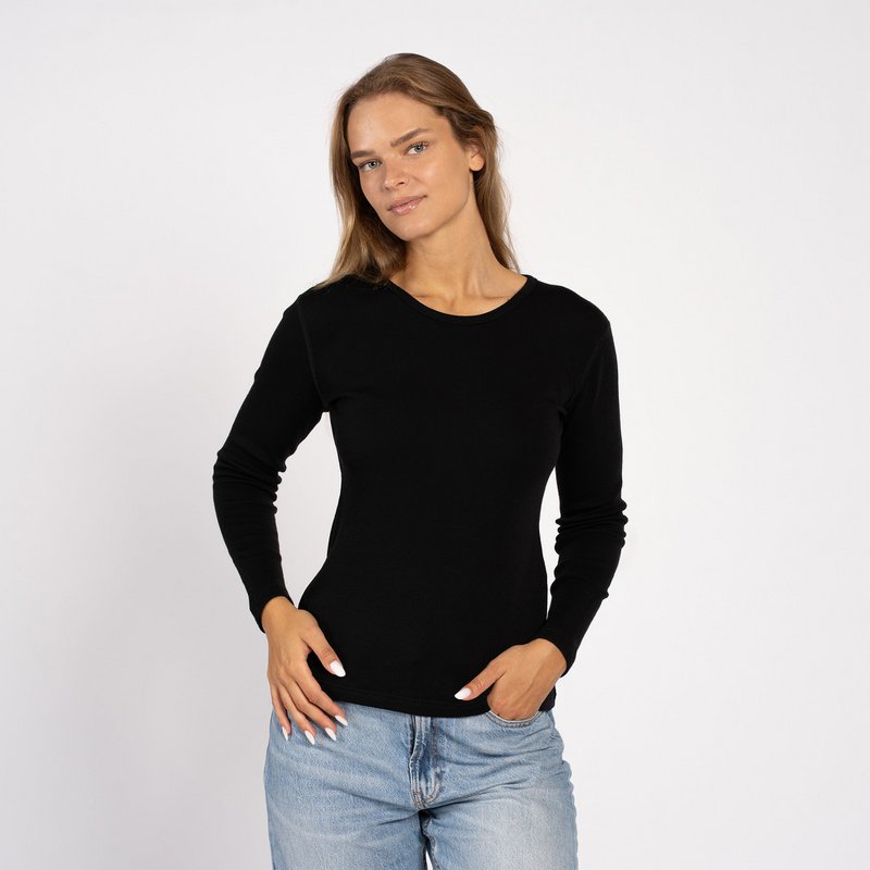 Dame Merino 250 Langærmet Crew Sort