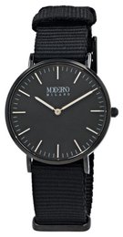 Moderno Milano stainless steel women's watch 36.5 mm, sapphire crystal & nylon NATO strap (black), black