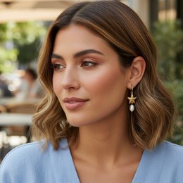 Marine Dream - Starfish and Pearl Hoop Earrings