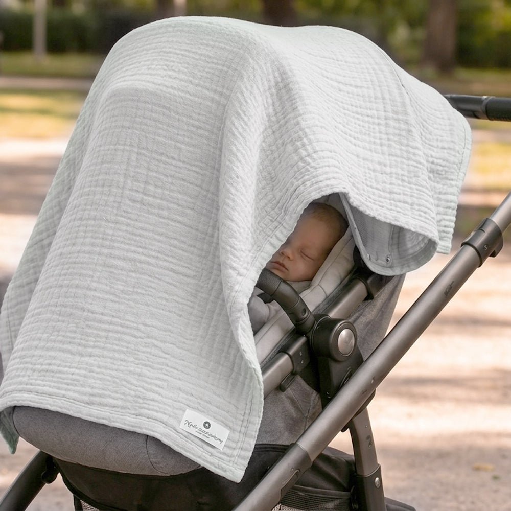 Grey 4 in 1 Muslin Baby Blanket Large