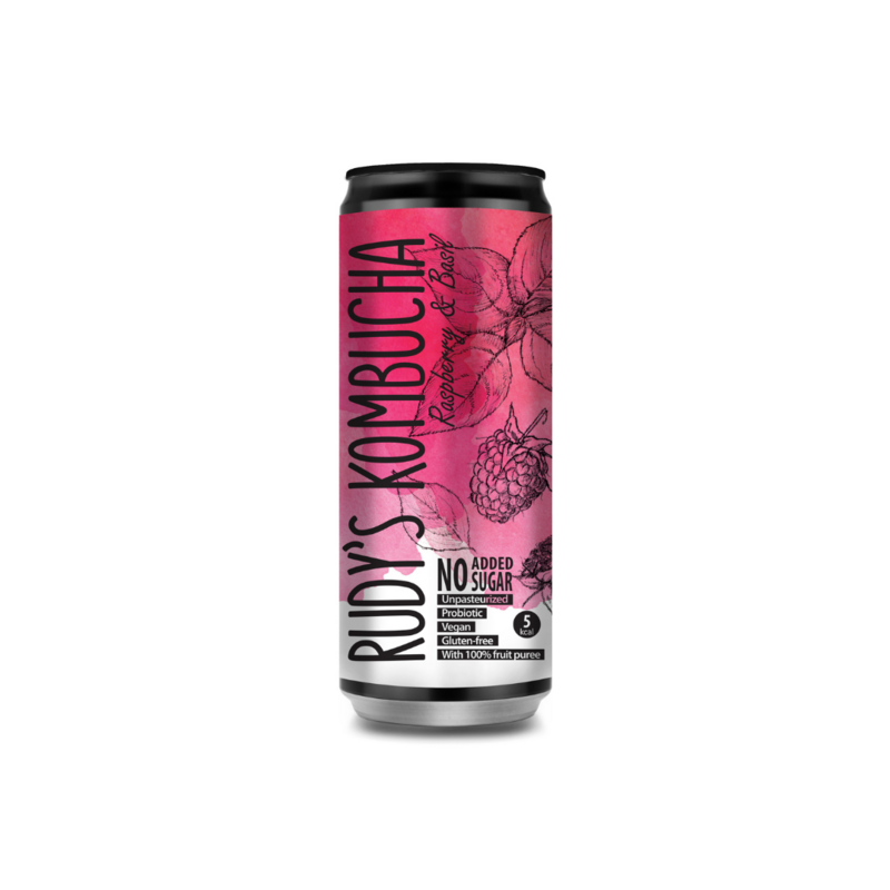 Rudys Raw Raspberry & Basil Kombucha (24x330ml)