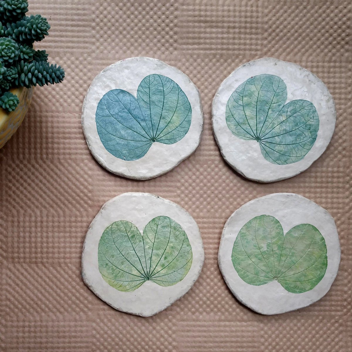 Coasters | Papier mache Kachnar leaf Eco-friendly