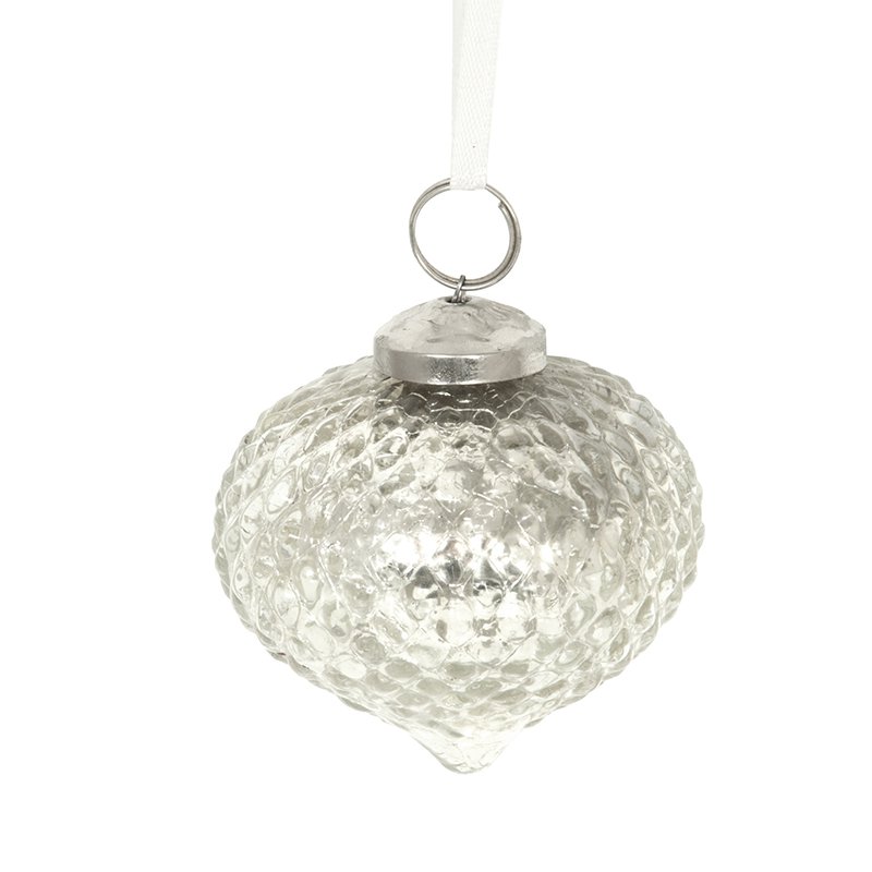 Weihnachtskugel, silberne Farbe, Glas, 8 cm, verantwortlich