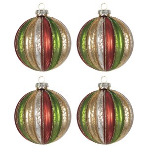 Christmas bauble set of 4 Ø 8 cm red green glass Christmas tree decorations