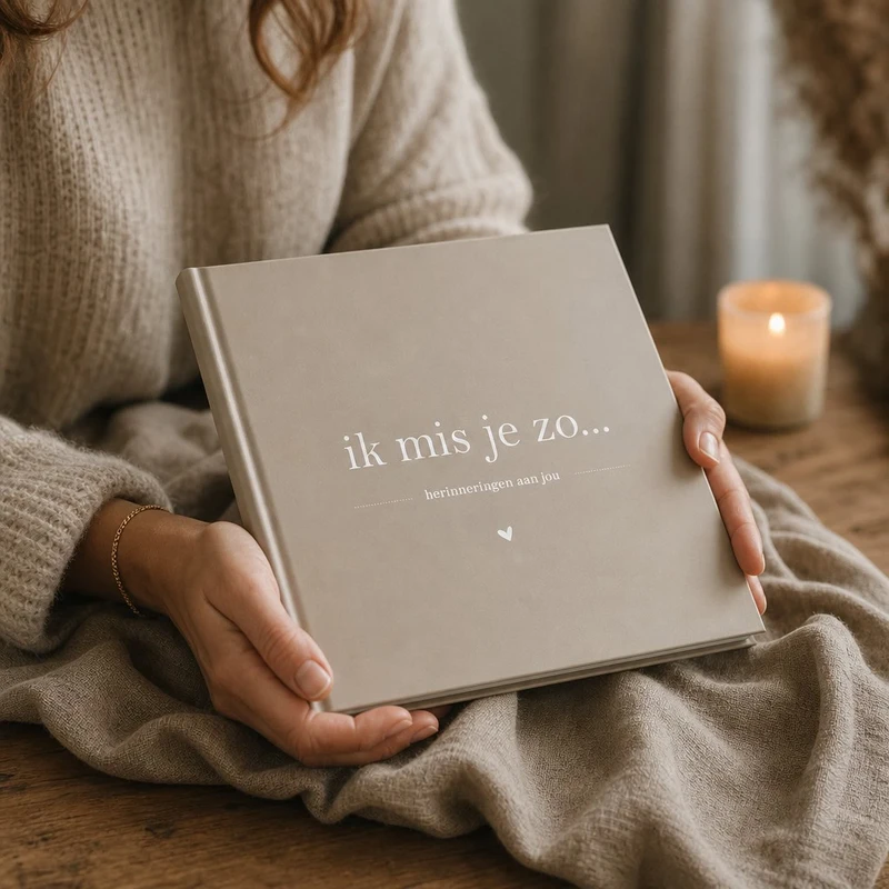 Phyllbooks Jeg savner dig så hukommelsesbog - Mourning Book - Taupe