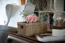 Counter, braided out of seagras - ideal as a shelf for storage