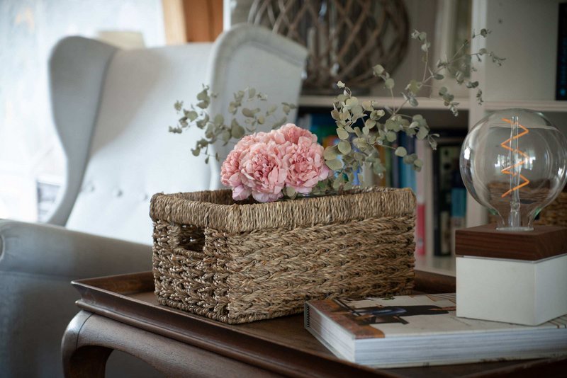 Counter, braided out of seagras - ideal as a shelf for storage