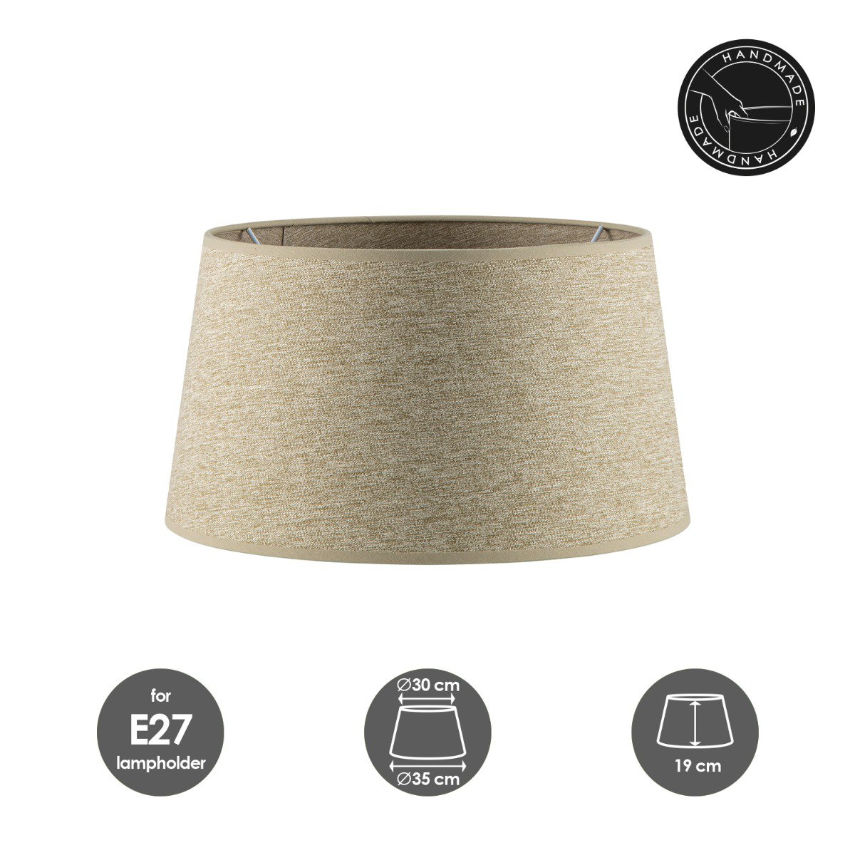 Abat-jour en tissu Home Sweet Home Marron - 35 x 30 x 19 cm