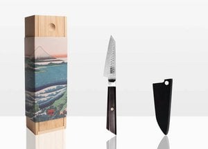 Knife - Bunka paring knife with bamboo Saya and bamboo box - 90 mm blade