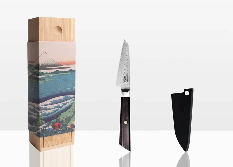 Messer - Bunka Schälmesser mit Bambus Saya und Bambusbox - 90 mm Klinge