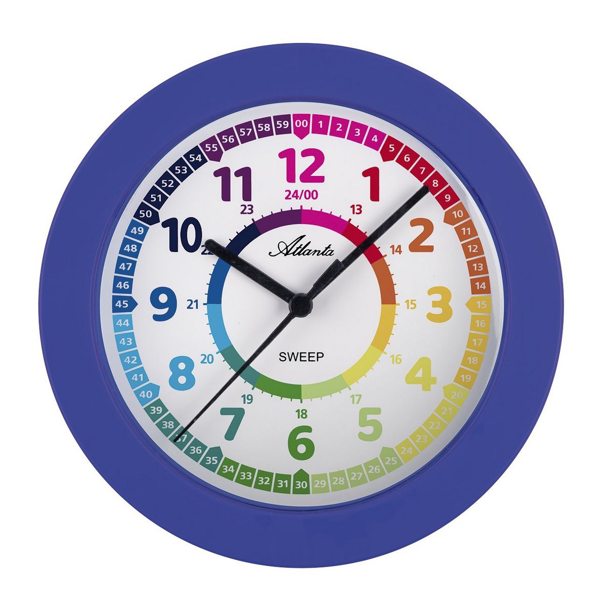 Atlanta wall clock for children, blue, Ø 22 cm