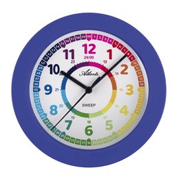 Reloj de pared infantil Atlanta, azul, Ø 22 cm