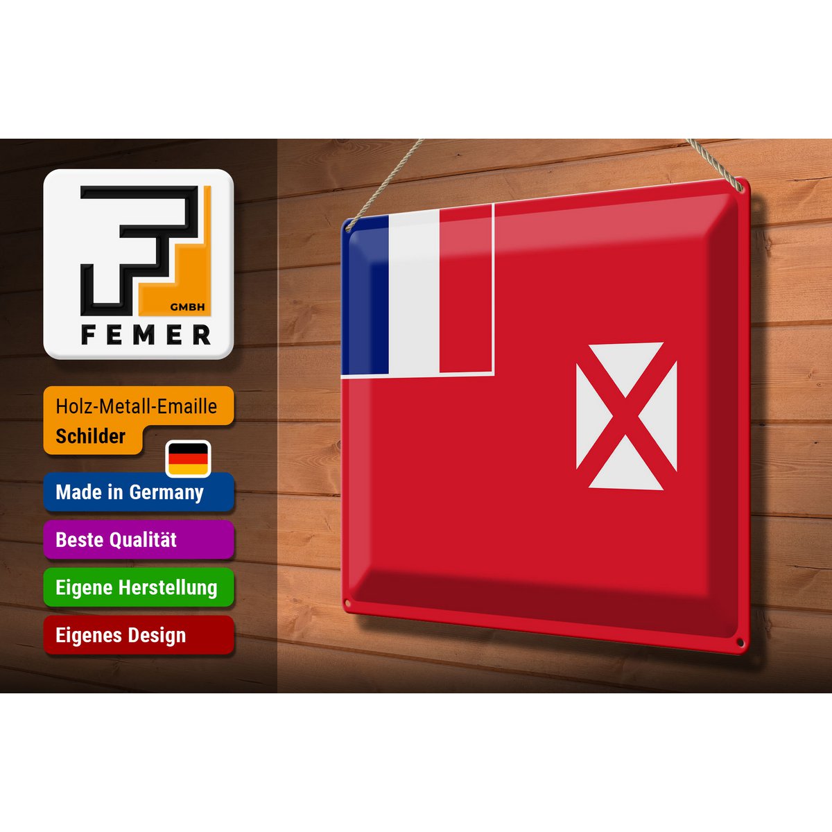Tin sign flag Wallis and Futuna 40x30cm Flag of Wallis