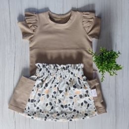 T-Shirt Volants Beige Foncé