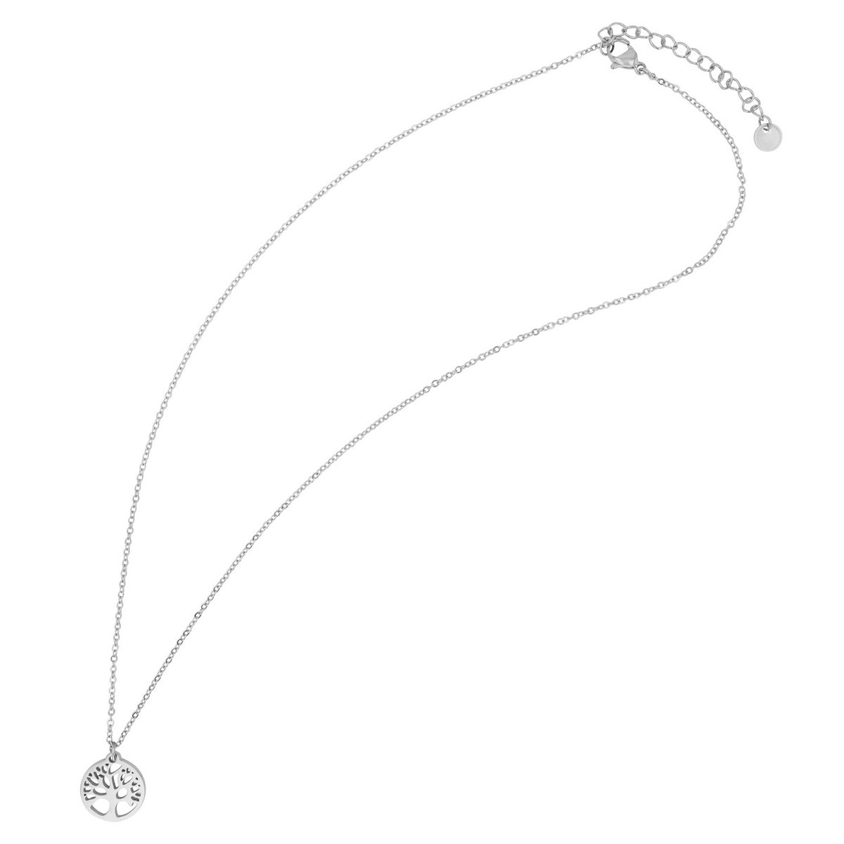 RVS ketting "Junia" met hanger - levensboom, 43 + 5 cm, zilverkleurig