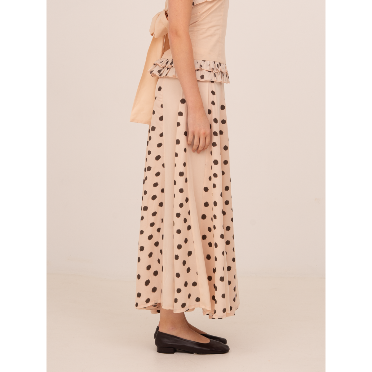 Gonna con stampa a pois beige Noctis