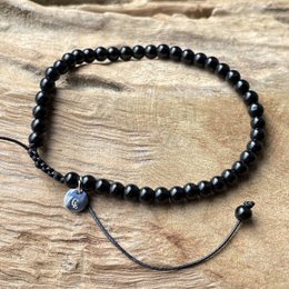 Power Bracelet Black Agate - Gemstone - Bead bracelet - Beads 4mm