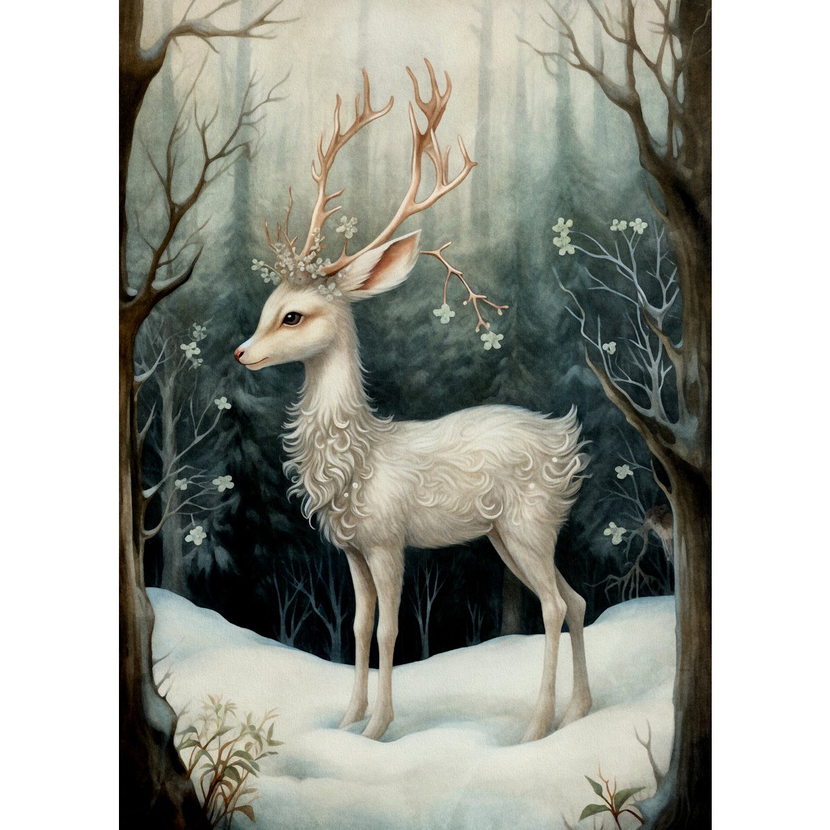 Mystical Christmas Animals: Hert | Kaart Fripperies