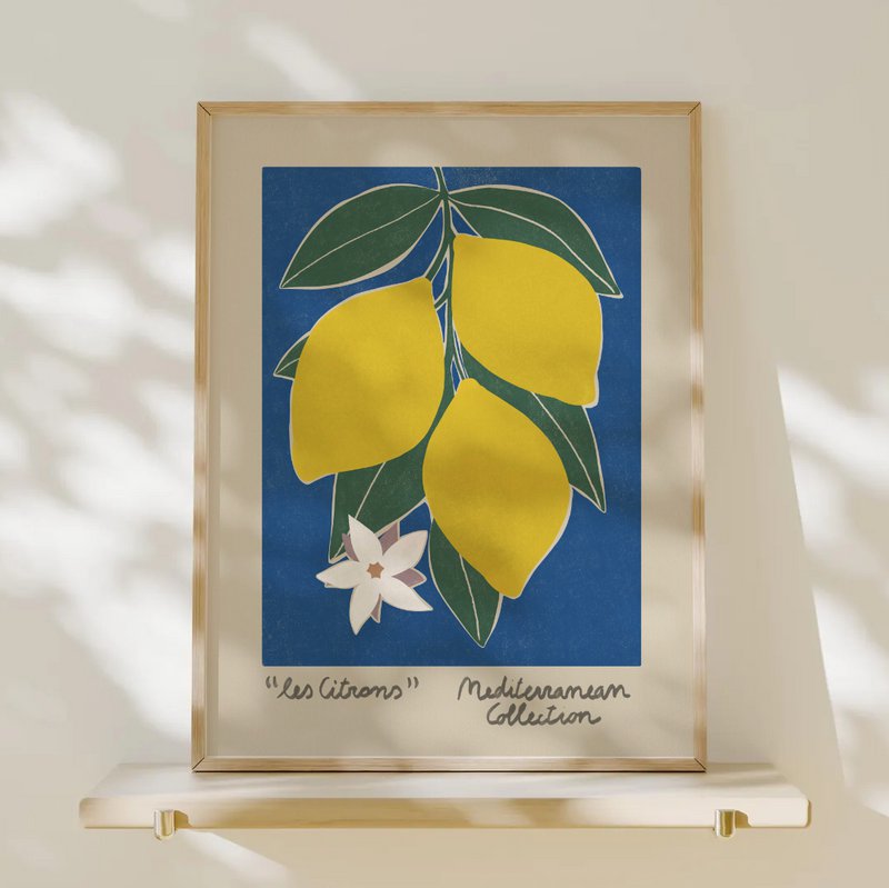 Mediterrane Kollektion – Zitronen-Kunstdruck