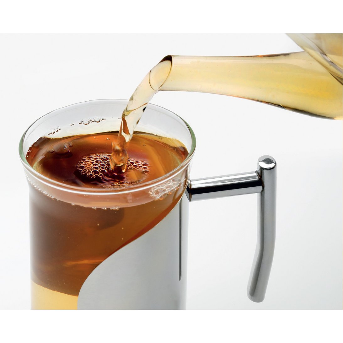 Theepot van borosilicaatglas met theefilter van 1,1 liter