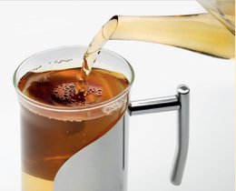 Theepot van borosilicaatglas met theefilter van 1,1 liter