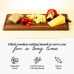 Grande planche à découper en bois - Planche de service en noyer (44 x 30 x 2 cm)