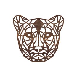 Geometric animal panther wall art in brown, available in 3 sizes (S, M, L). Made of laser-cut metal with a geometric, abstract design.