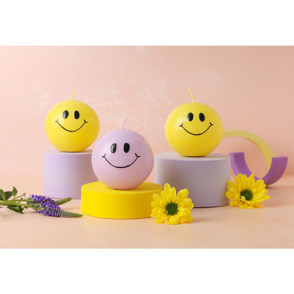 Smiley Kaars – 7,5 cm – Heißes Gelb