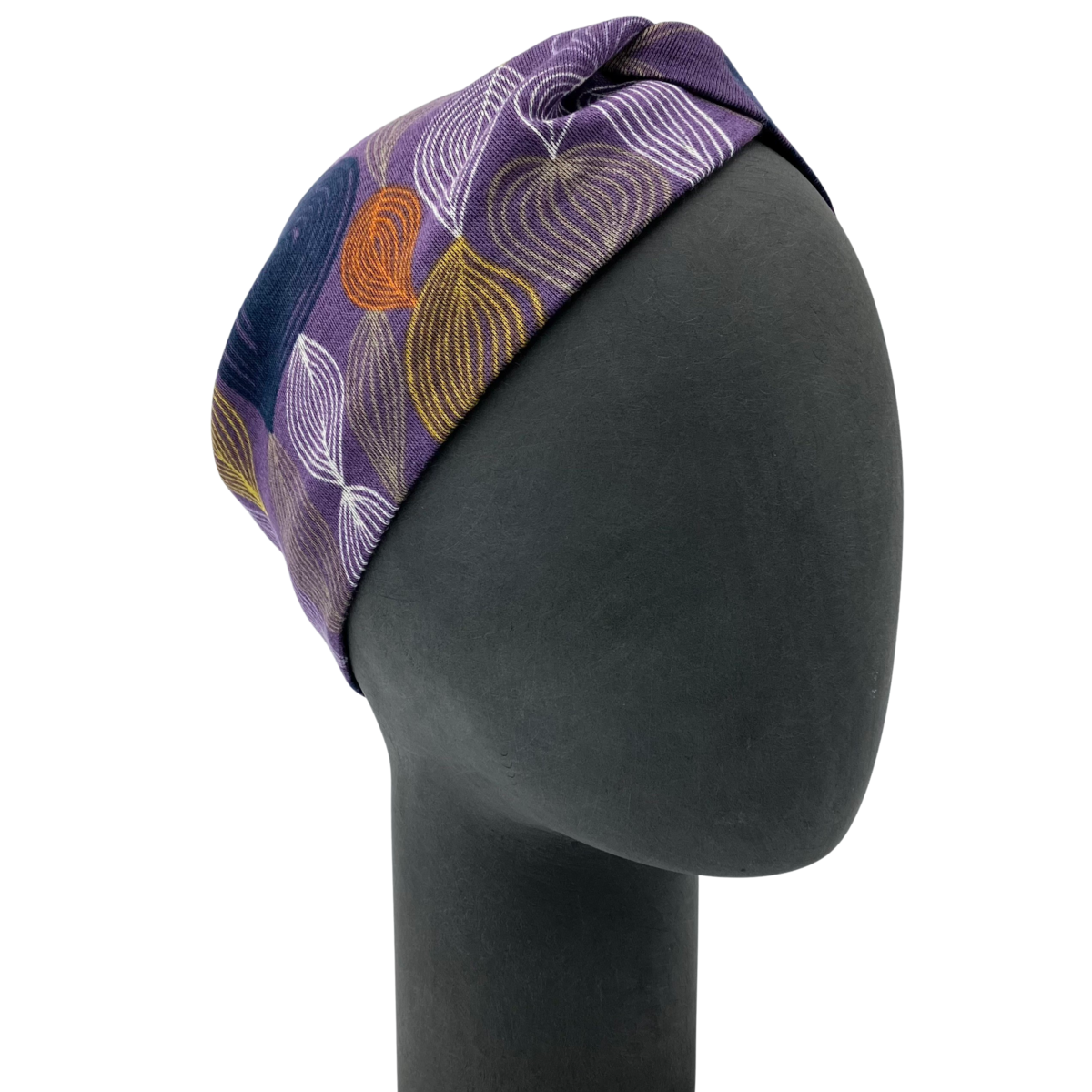 Headband purple leaves ponte jersey