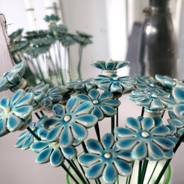 Daisy flower ceramic mini Turquoise 2.5 cm