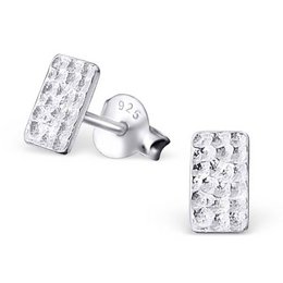 Orecchini a bottone rettangolari puristici in argento sterling 925