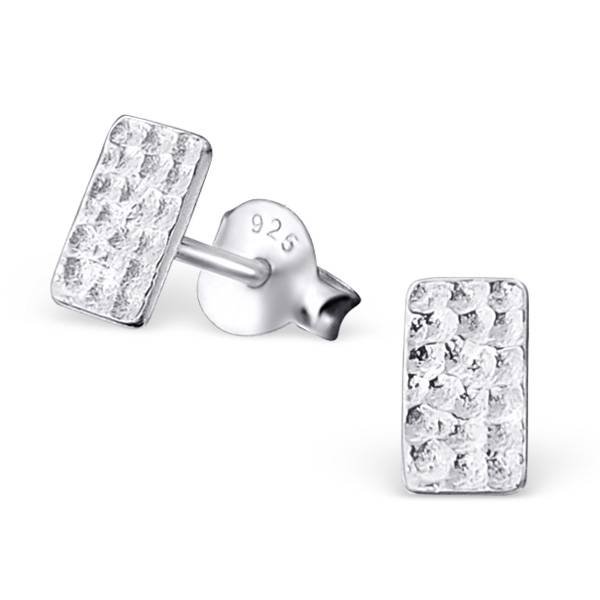 Puristic rectangular ear studs made of 925 sterling silver