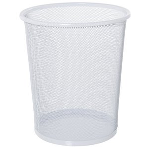 WHITE METAL GRID TRASH BIN °30X34CM LL80107