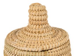 Moroccan Rattan Basket with Lid, Boho, Ethnic, Handmade Moroccan Basket 15 cm