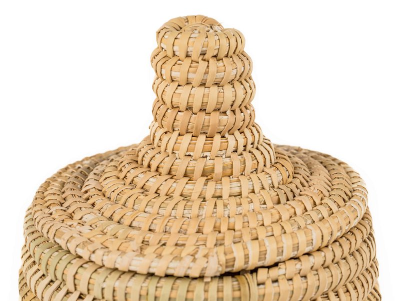 Moroccan Rattan Basket with Lid, Boho, Ethnic, Handmade Moroccan Basket 15 cm