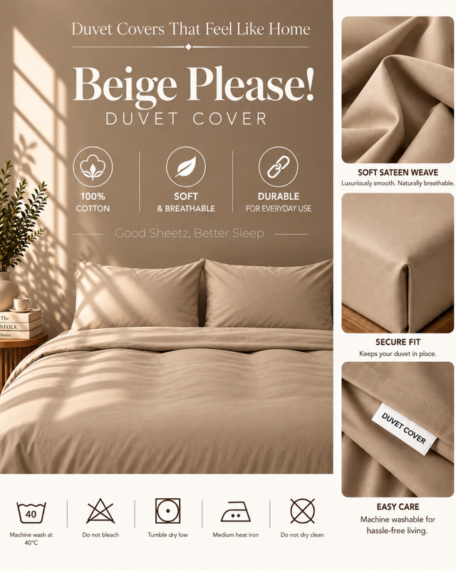 Housse de couette - Satin de coton 400 fils au pouce - Beige Please!